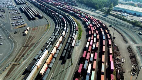 tote maritime alaska in tacoma washington aerial above rails 4k