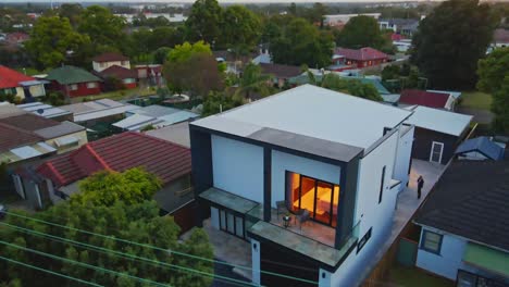 drone of houses and horizon in sydney, australia