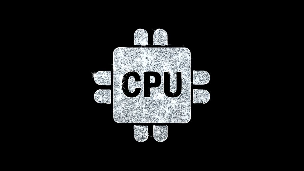 computer digitale cpu icoon schitterende glitter lus knipperende deeltjes.