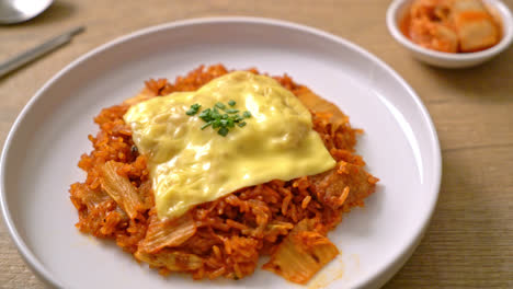 kimchi-fried-rice-with-pork-and-topped-cheese---Asian-and-fusion-food-style