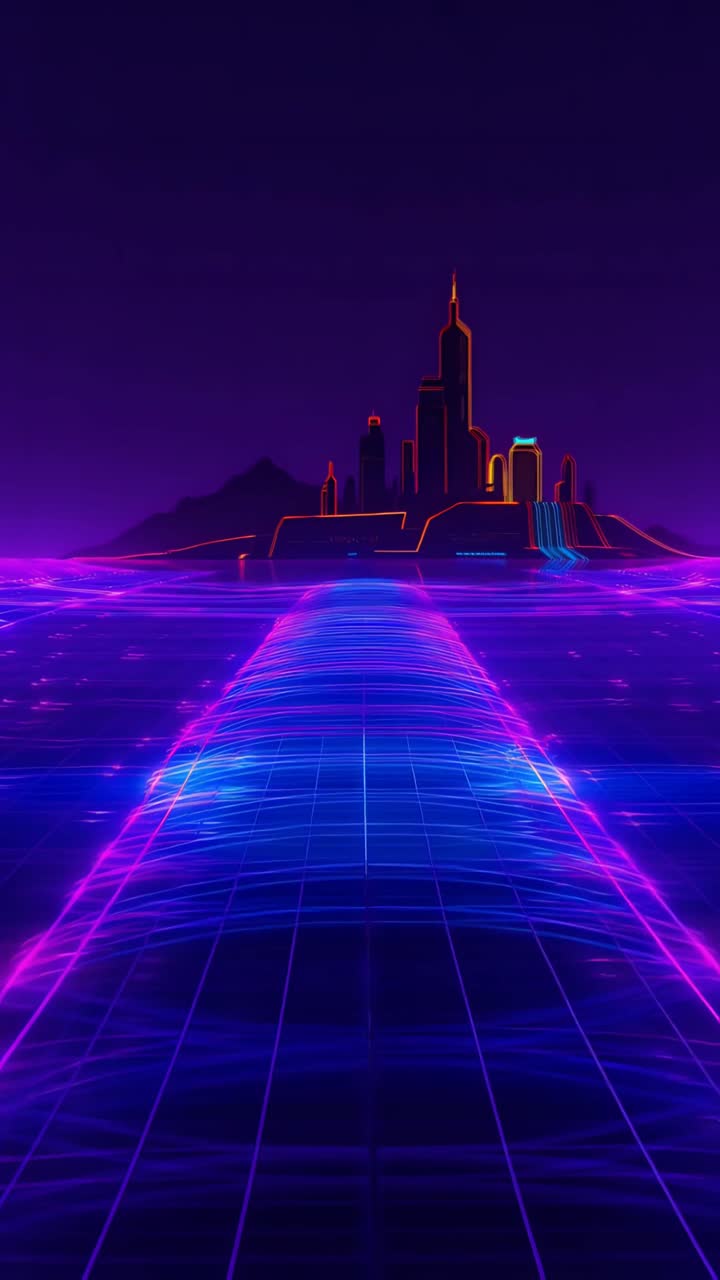 Retro-futuristico Sci-Fi Retrowave Griglia Neon 4K
