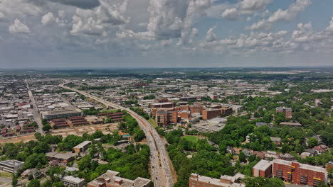 Birmingham-Alabama-Aerial-v30-flyover-five-points-south-across-highland-park-neighborhood-capturing-ascension-st