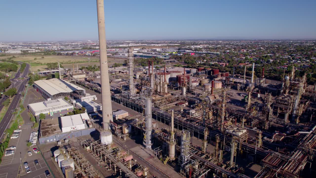 Terminal de importación de la refinería de Altona, vista aérea de establecimiento, Melbourne