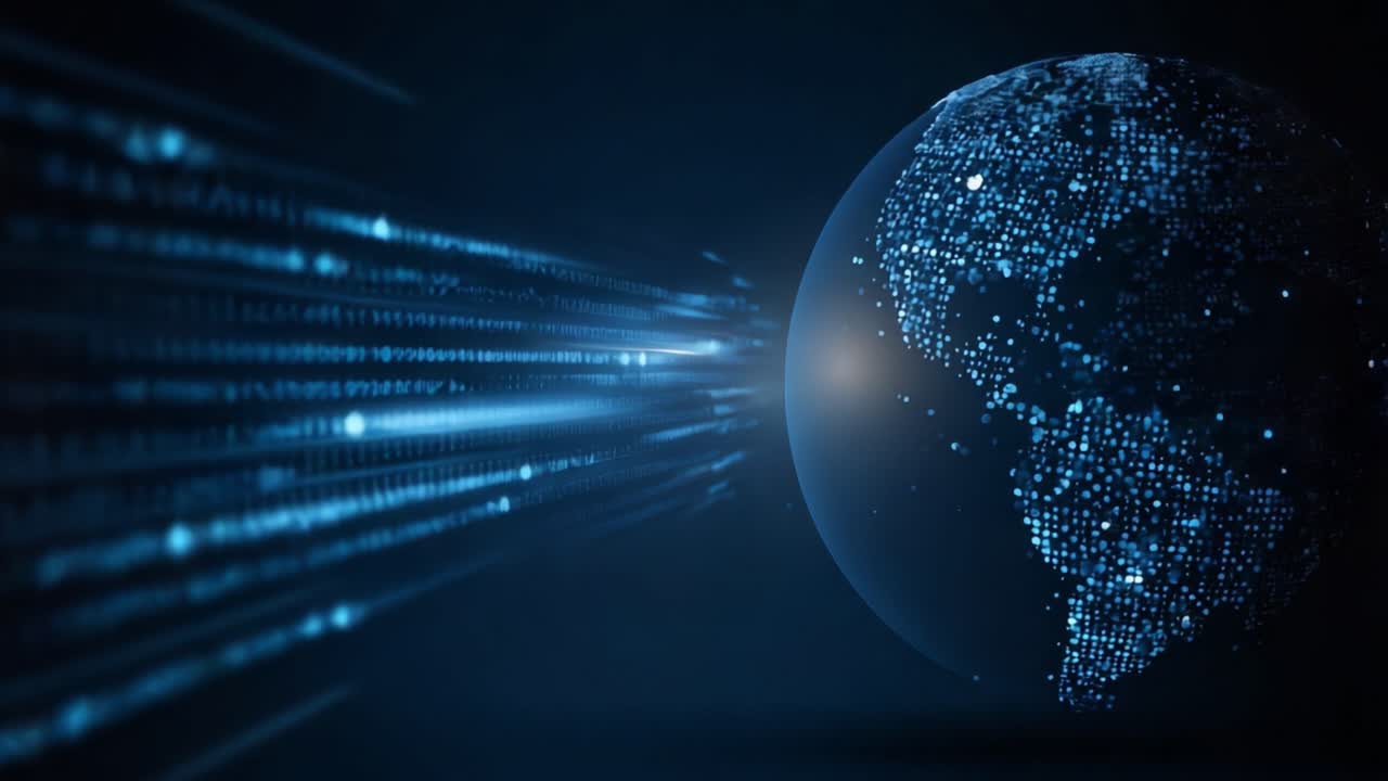 A Digital Globe Surrounded by Streams of Binary Data, Highlighting the Intersection of Technology and Global Connectivity in a Futuristic Concept