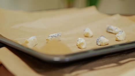 Homemade baking moment as woman arranges mini pastries with practiced care