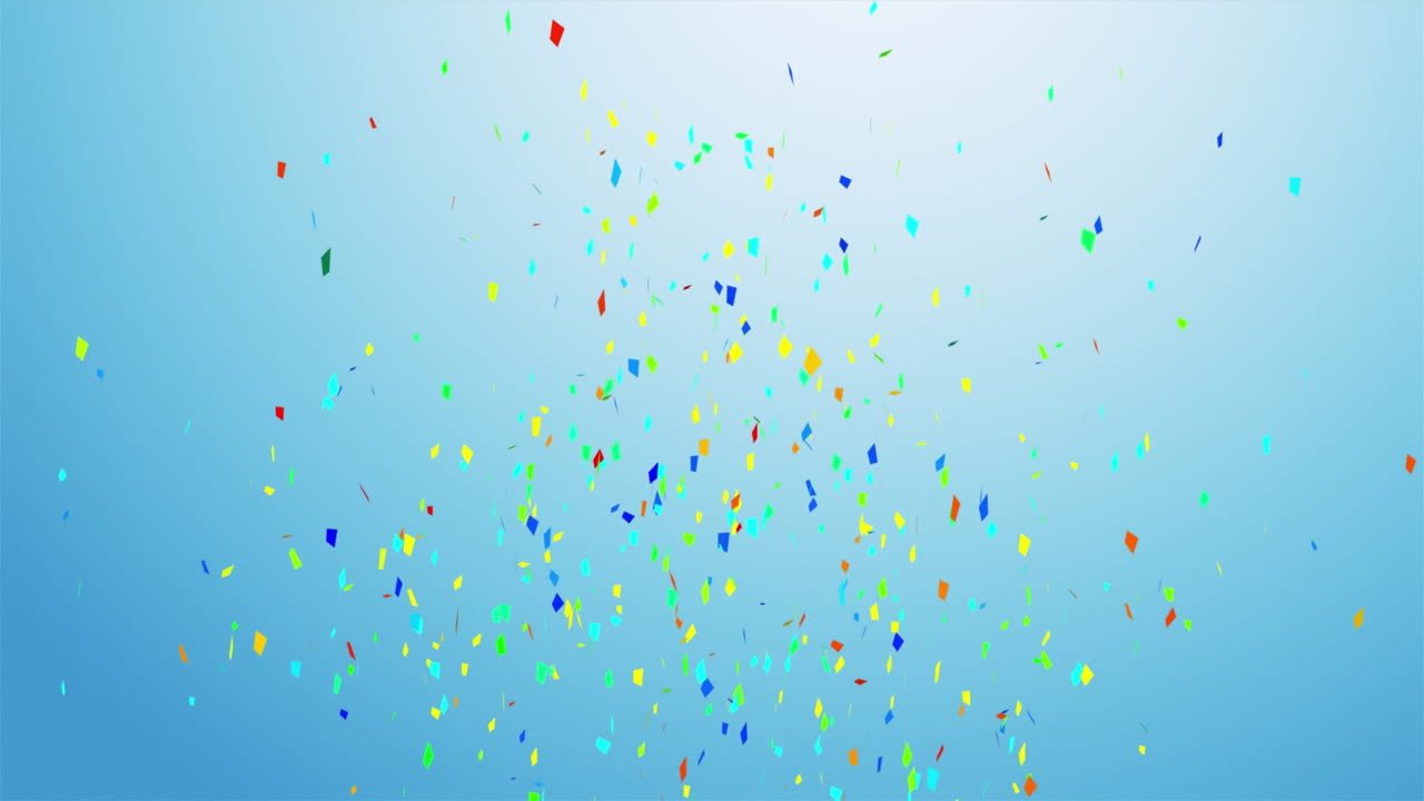 그라디언트 파란색 배경 위에 떨어지는 콘페티의 애니메이션
