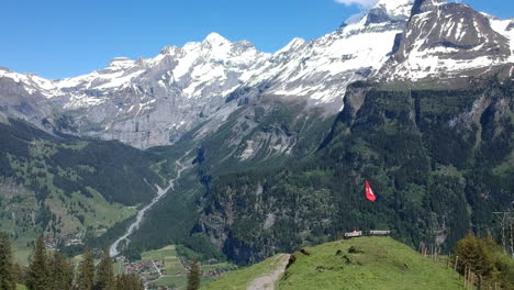 Landscape-shot-of-a-Swiss-village-in-the-Alps