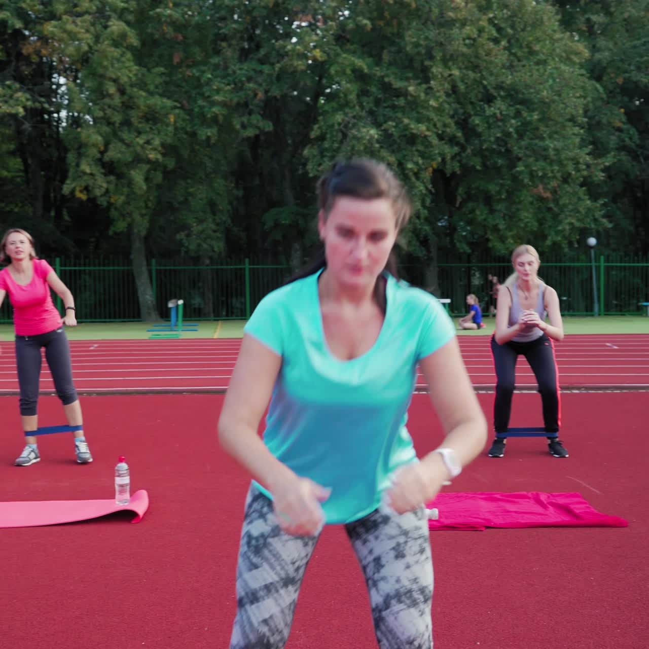 Young people training at stadium
