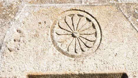 Ancient-Rosette-Relief,-Santa-María-de-Feá,-Ourense,-Spain