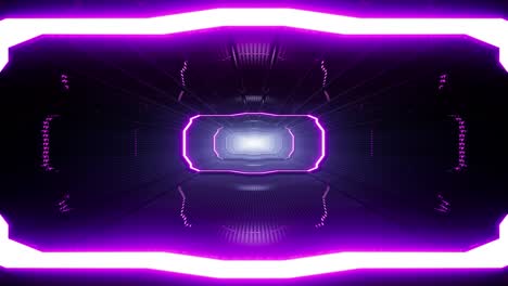 luz púrpura brillante del pasillo del túnel del espacio