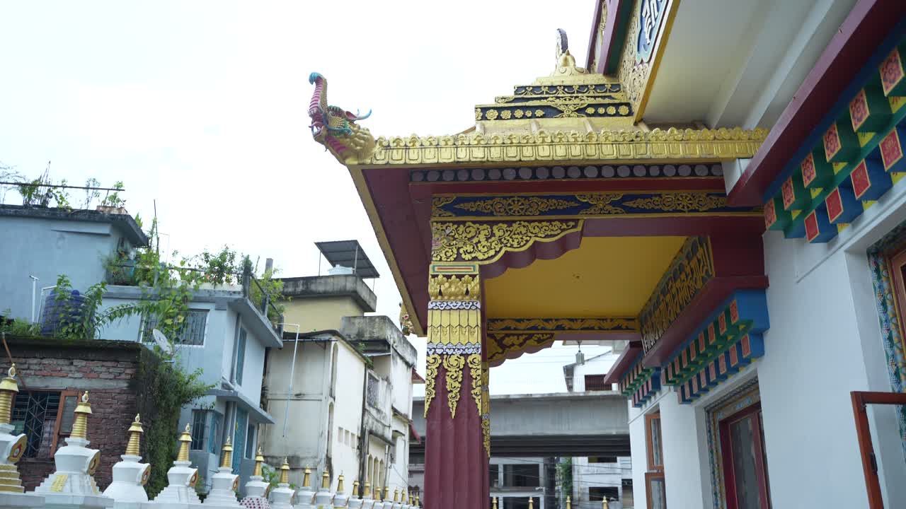 Different parts of a Buddhist temple or monetary. A Salugara Monastery which is located in New Jalpaiguri