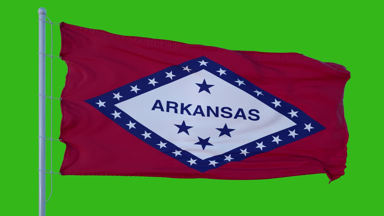 녹색 화면 배경에 바람에 흔들리는 아칸소 주 발
