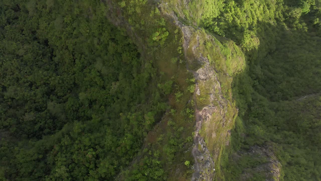 vista de arriba hacia abajo de la cresta del vértice del león agachado en oahu