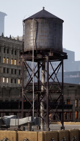 old water tower on a city roof