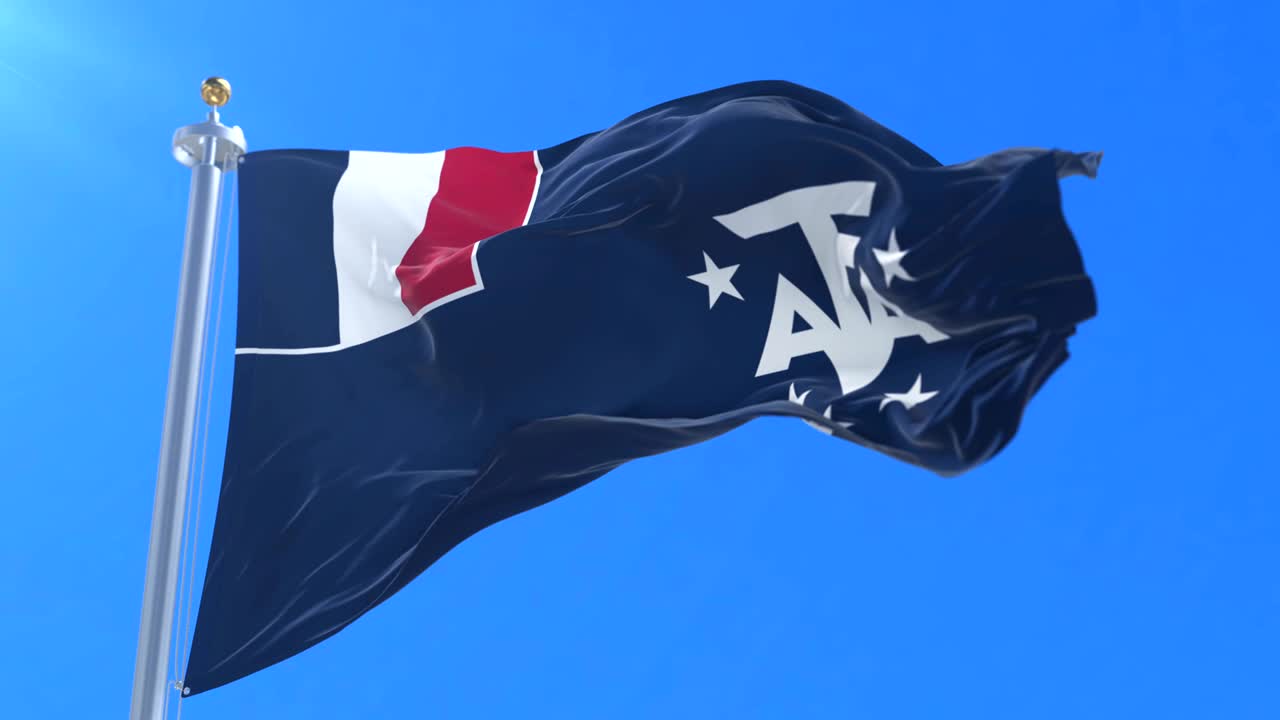 프랑스 남부 및 남극 땅의 발은 느린, 루프로 바람에 흔들리고 있습니다.