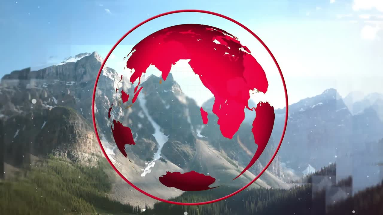 풍경과 사각형 위의 지구의 애니메이션