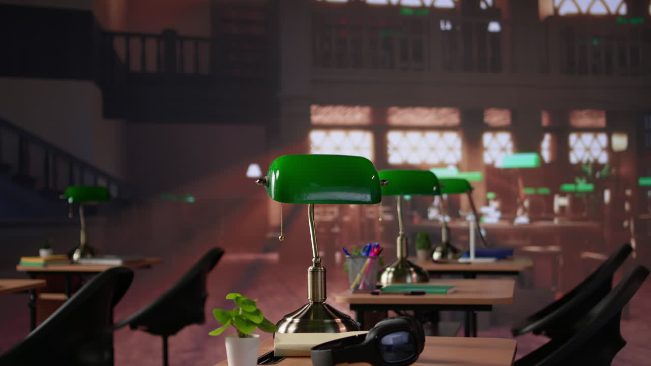 Vertical video empty university library for students to work on school assignments