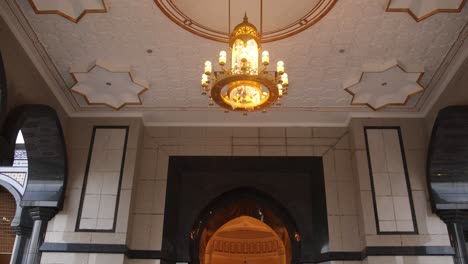 elegant interior staircase leading up to jame' asr hassanil bolkiah mosque in bandar seri bagawan in brunei darussalam