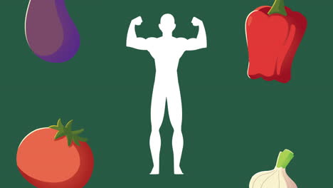 vegetables with male healthy body animation