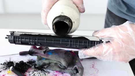 refilling a printer toner cartridge