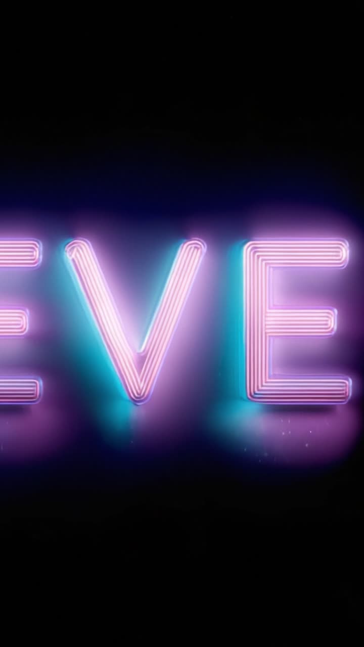 Messaggio di luci al neon: un'insegna dallo stile luminoso che illustra la parola 'BELIEVE' con una tipografia luminosa e colorata su uno sfondo nero.