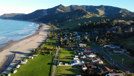 nice aerial pull back of tokomaru bay