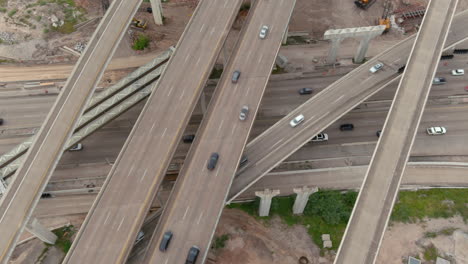 aerial of cars on 610 and 59 south freeway in houston, texas