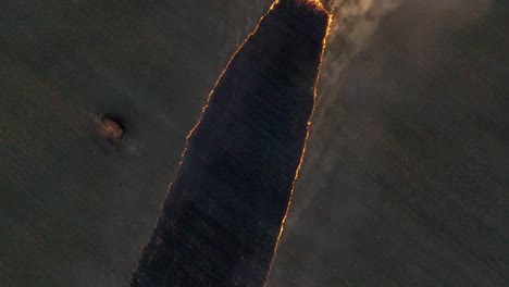 aerial view of a burning field