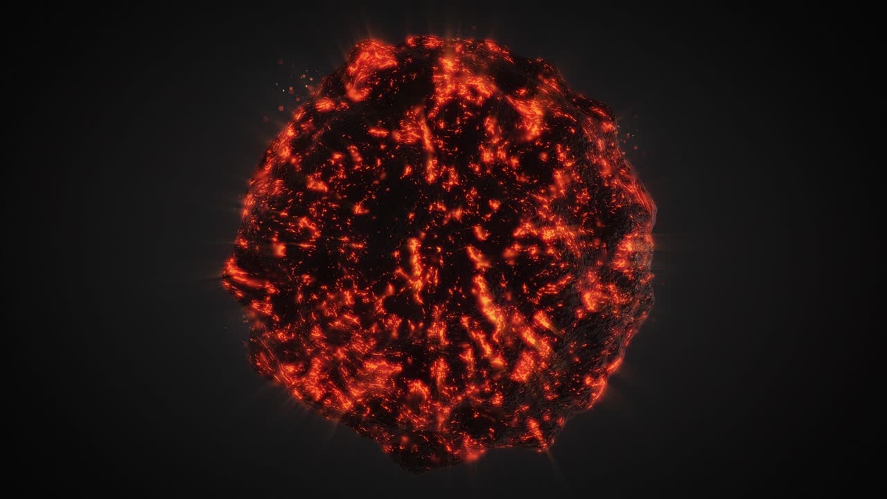 abstracto esfera de lava del volcán girando