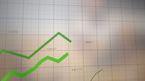 animación de líneas verdes sobre la cuadrícula y procesamiento de datos