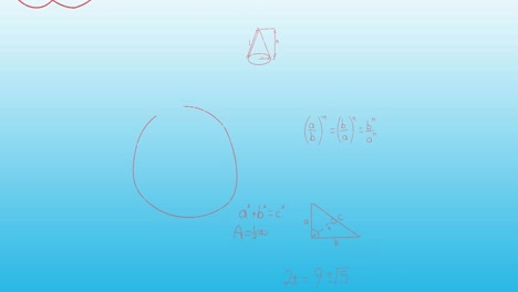 animation of mathematical equations and formulas floating against blue gradient background