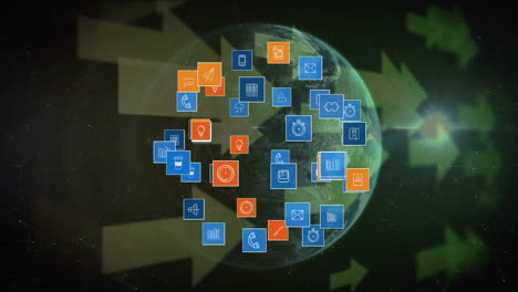 iconos de aplicaciones digitales y globo