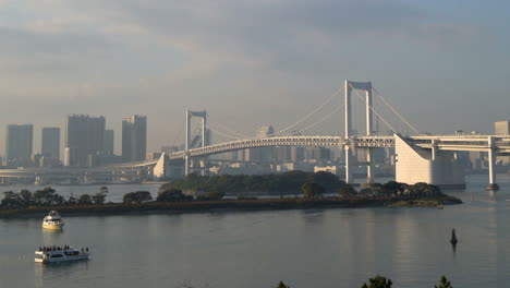 tokyo skyline with tokyo tower and rainbow bridge