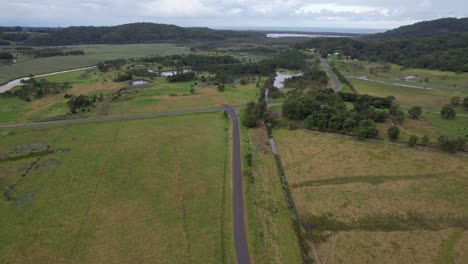 asphalt road in rural town of tanglewood in new south wales, australia