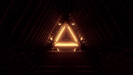 vj loop - flying through a triangular low resolution retro tunnel, with glowing golden neon lights