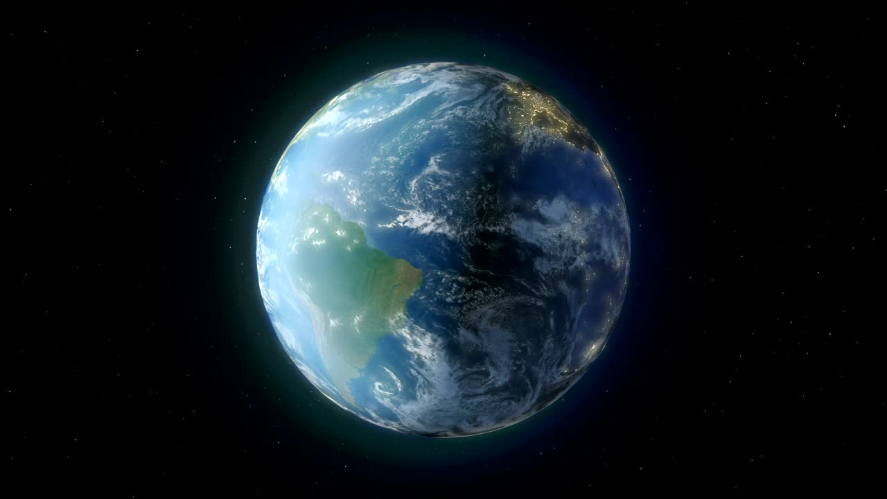 una tierra de bucle sin costuras. se agrega un mate en los últimos 25 fotogramas para que la animación se pueda colocar sobre su propio fondo.