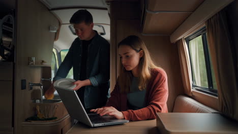 couple working and traveling in their rv