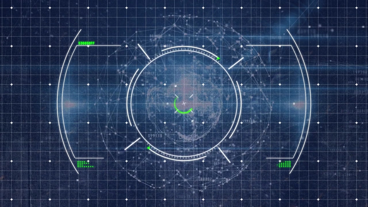 Animation of data processing over blue background