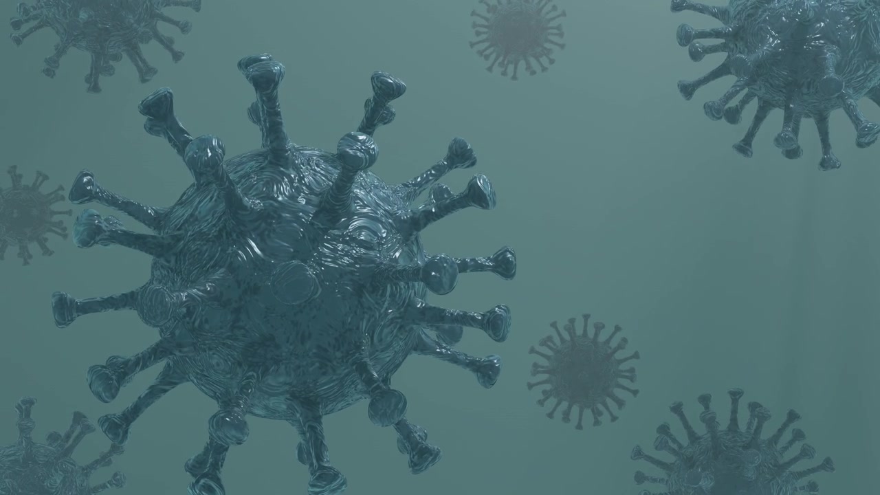 Coronavirus nCoV Virus COVID-19 blu, animazione in loop continuo e rotante