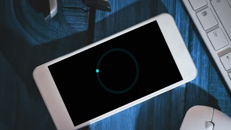 animation of loading circle on smartphone in office