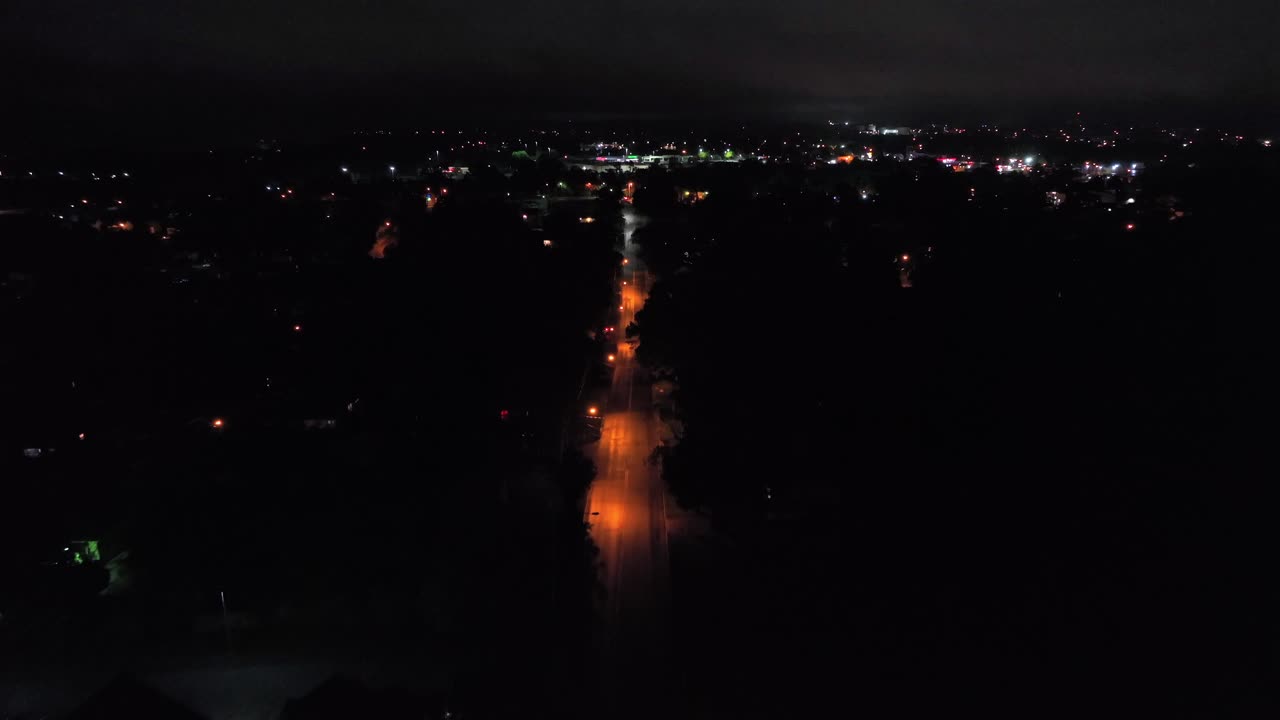 Aerial View of a Town at Night