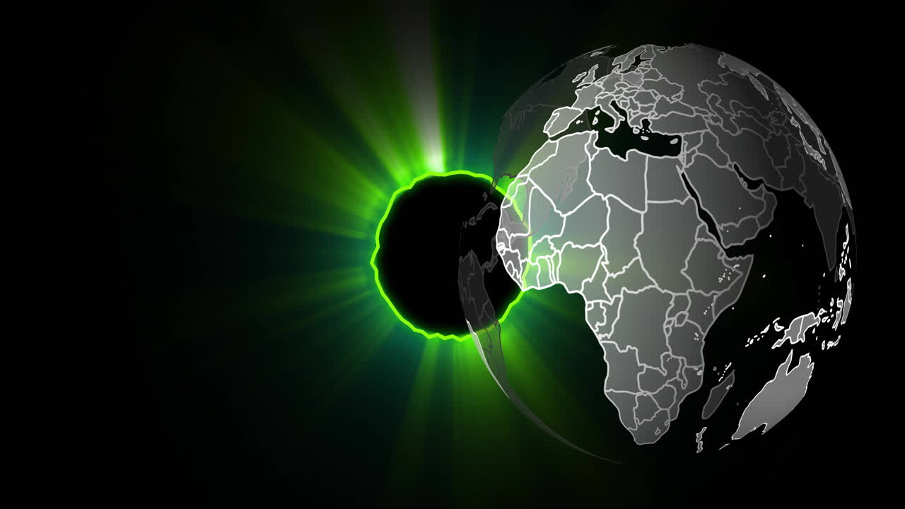 네온 녹색 원 위의 지구상의 애니메이션