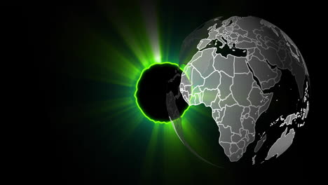 animation of globe over neon green circle