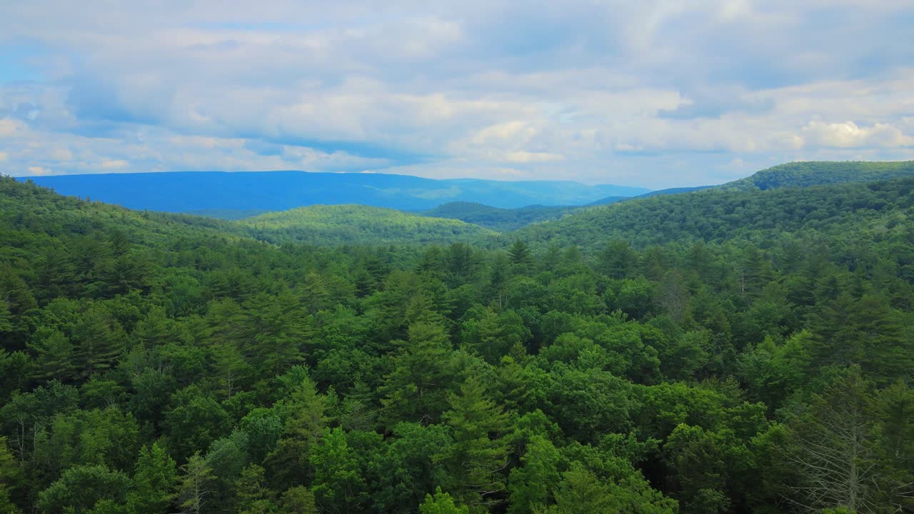 Aerial drone footage of summer time in the Catskill Mountains in New York’s Hudson Valley