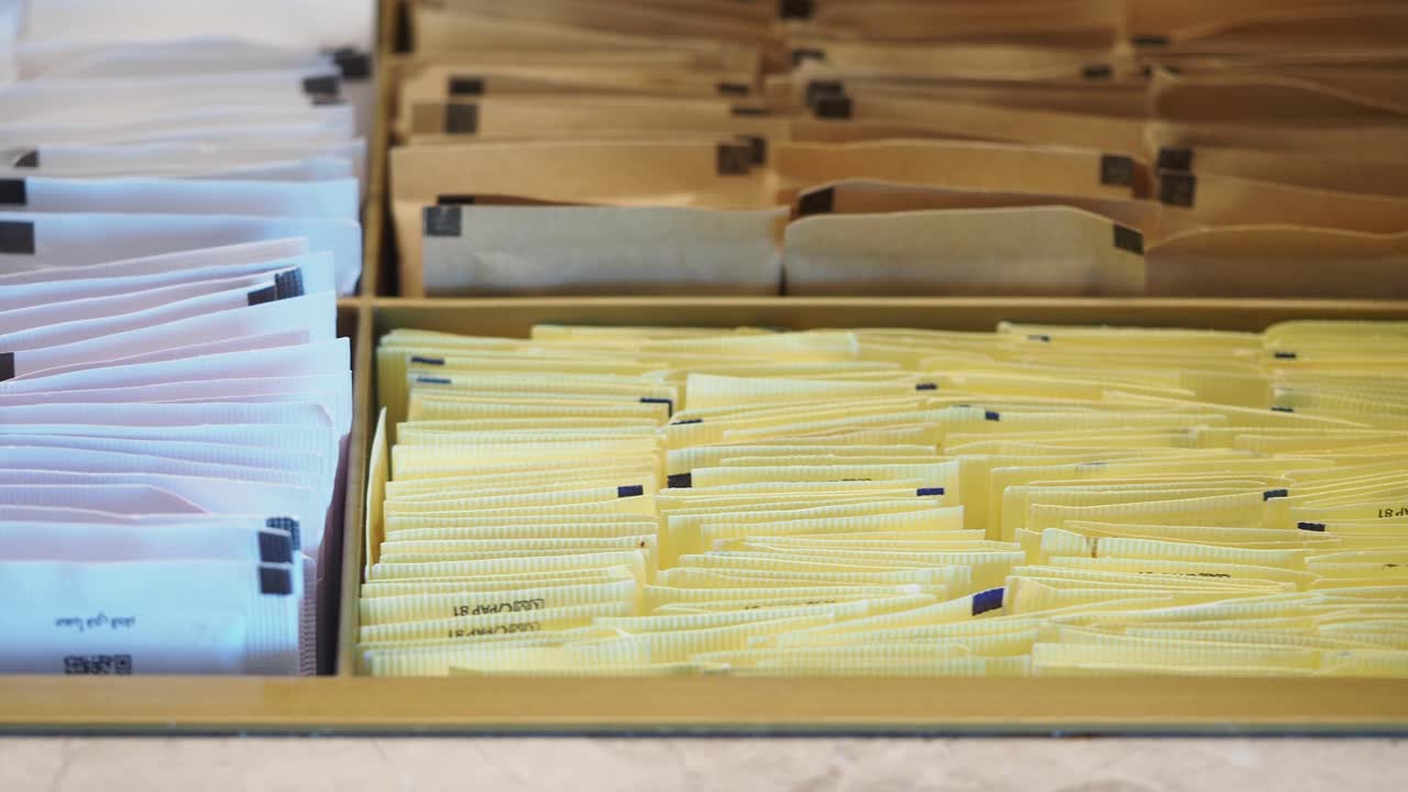 Organized Assortment of Sugar and Sweetener Sachets