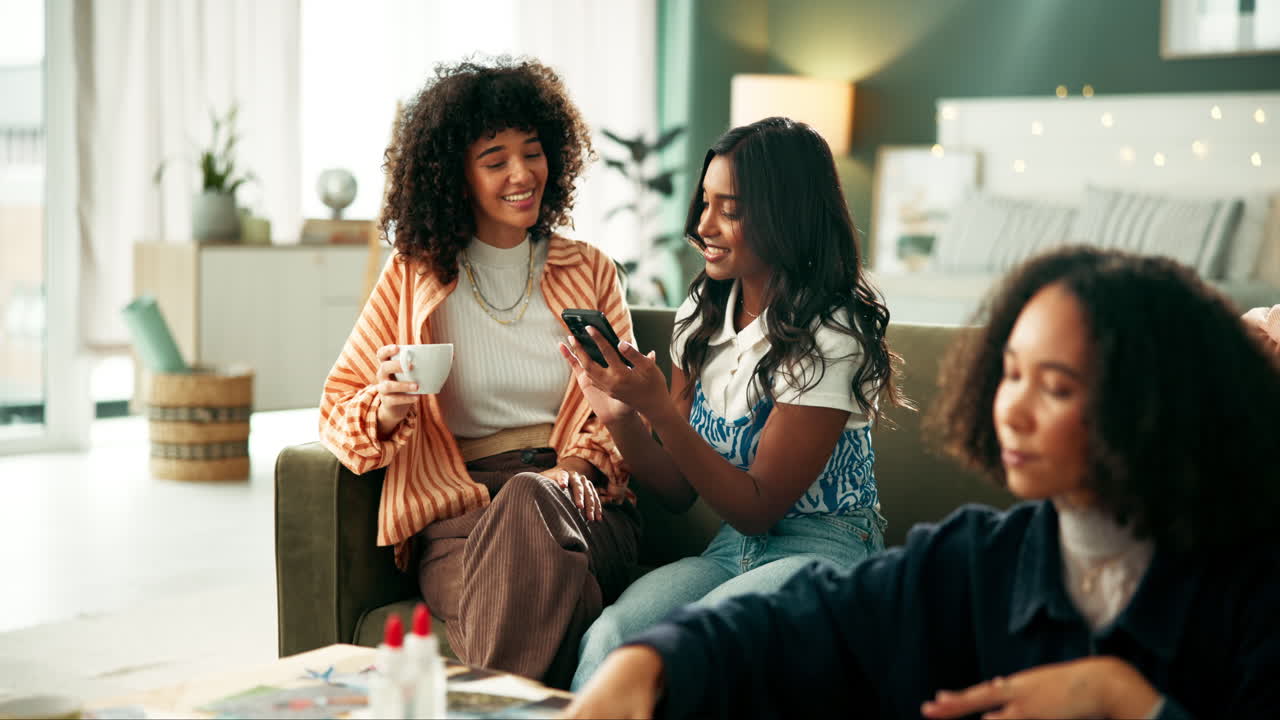 Friends relaxing at home