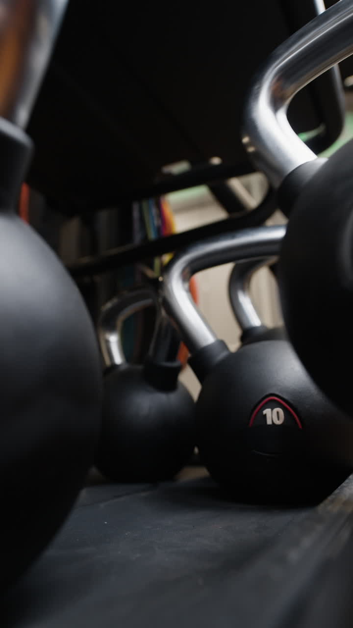 Close-up of Kettlebells in a Gym