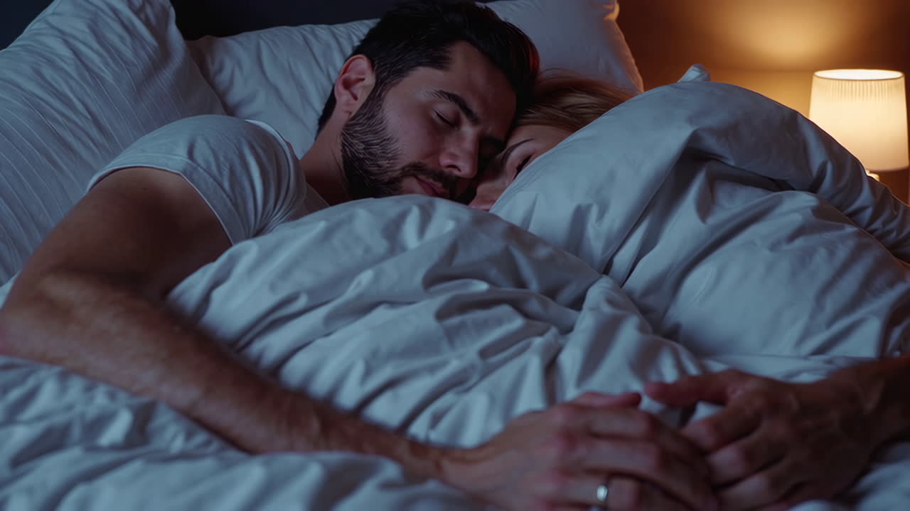 Pareja durmiendo en la cama