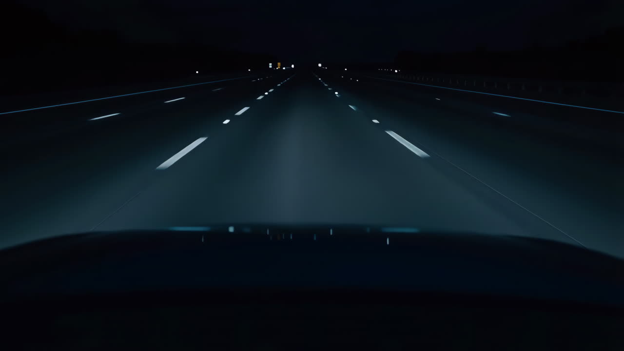 Night Driving on an Empty Highway from a Car's Perspective