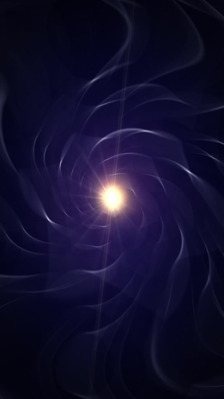 Animazione verticale astratta di un vortice vorticoso con una sorgente di luce centrale, perfetta per social media a tema fantascienza o spirituale